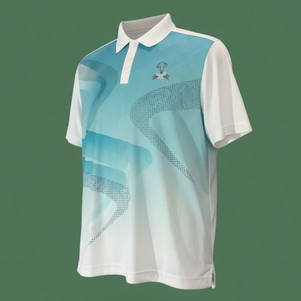 Cutter & Buck Men's‎ Golf Polo Shirt XL White Aqua Abstract Print Short